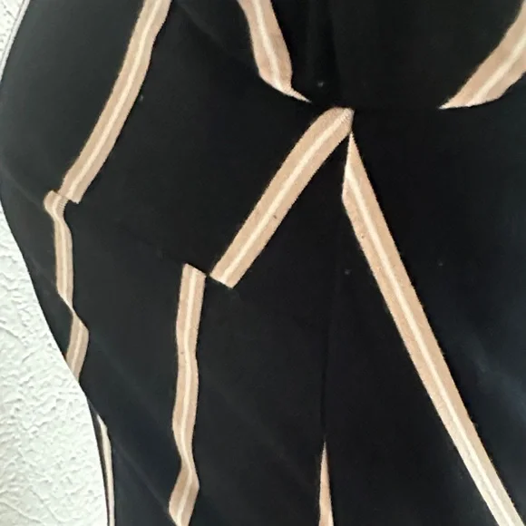 White House Black Market Black White Tan Striped Long Sleeve Dress Size 4 - Picture 5 of 11